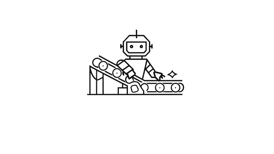 A robot assembling a conveyor belt