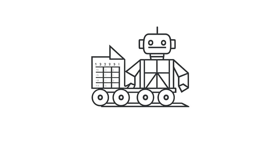 An illustration of a robot converting spreadsheet into a database
